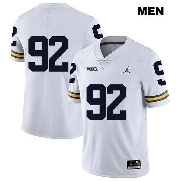 Men's NCAA Michigan Wolverines Karl Kerska #92 No Name White Jordan Brand Authentic Stitched Legend Football College Jersey OC25A32UU